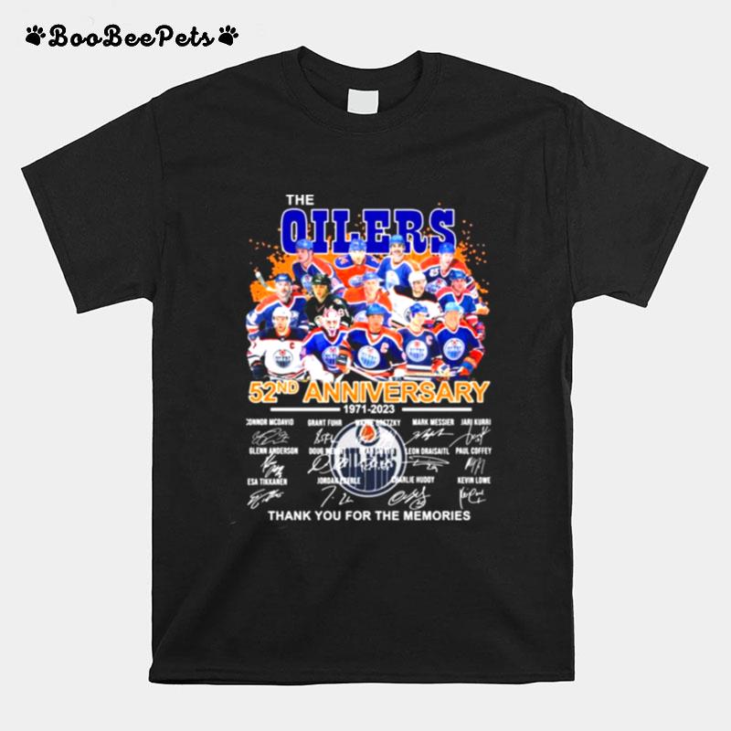 The Edmonton Oilers 52Nd Anniversary 1971 2023 Thank You For The Memories Signatures T-Shirt