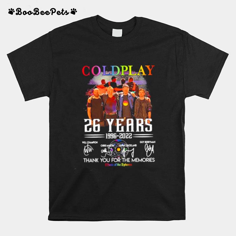 The Goldplay 26 Years 1996 2022 Thank You For The Memories Music Of The Spheres T-Shirt