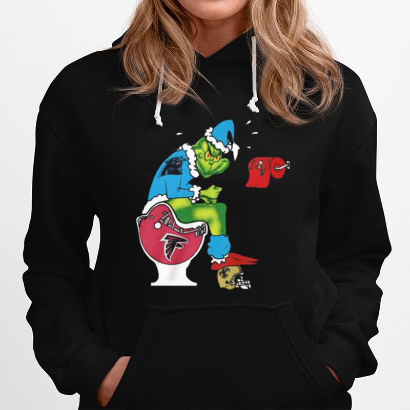 The Grinch Carolina Panthers Shit On Toilet Atlanta Falcons And Other Teams Christmas Hoodie
