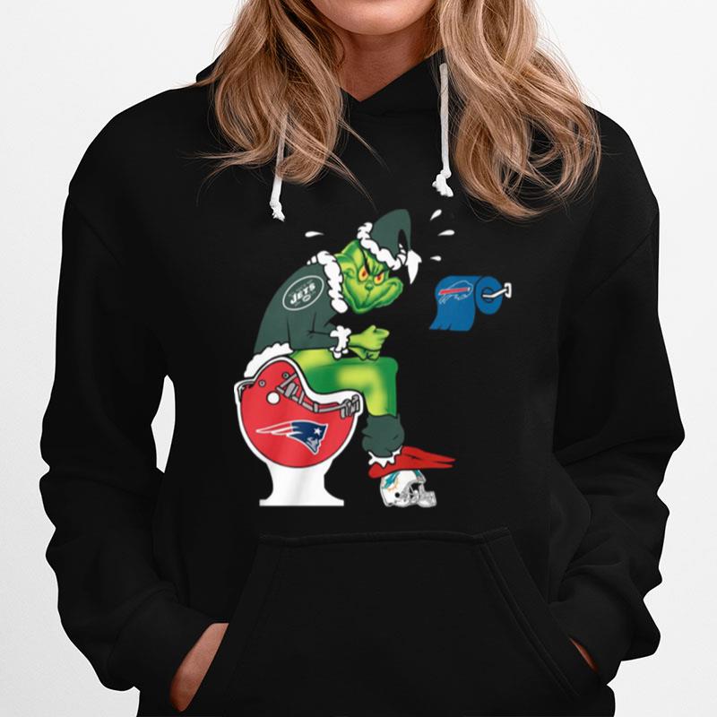 The Grinch New York Jets Shit On Toilet New England Patriots And Other Teams Christmas Hoodie