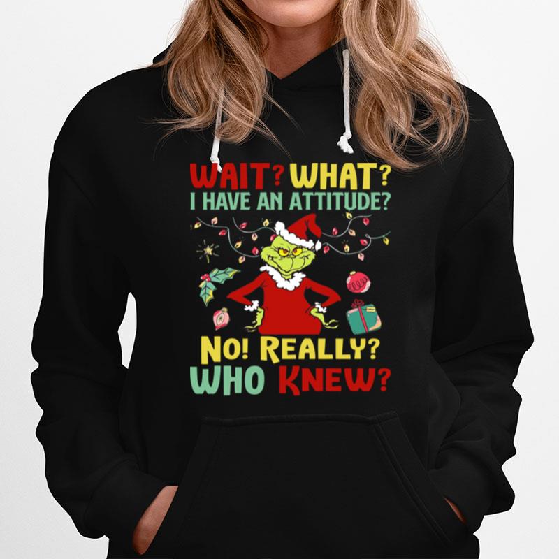 The Grinch Wait What I Have An Attitude No Really Who Knew Christmas Hoodie