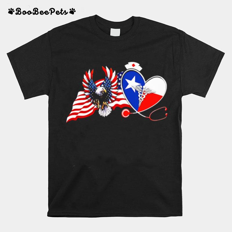 The Heart Nurse Eagle American Flag T-Shirt