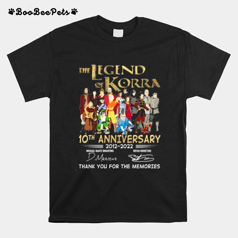 The Legend Of Korra 10Th Anniversary 2012 2022 Thank You For The Memories Signatures T-Shirt