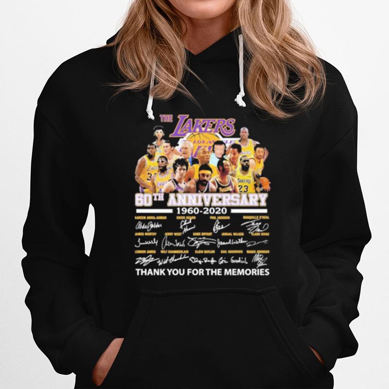 The Los Angeles Lakers 60Th Anniversary Thank You For The Memories Signatures Hoodie