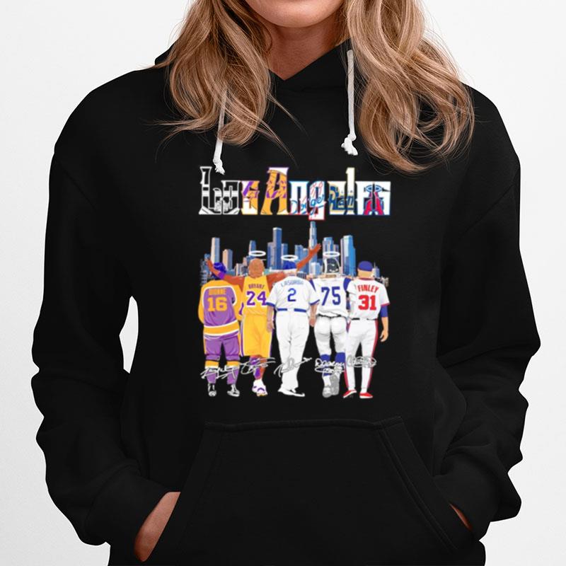 The Los Angeles Sport Teams With Dionne Bryant Lasorda Jones And Finley Signatures Hoodie