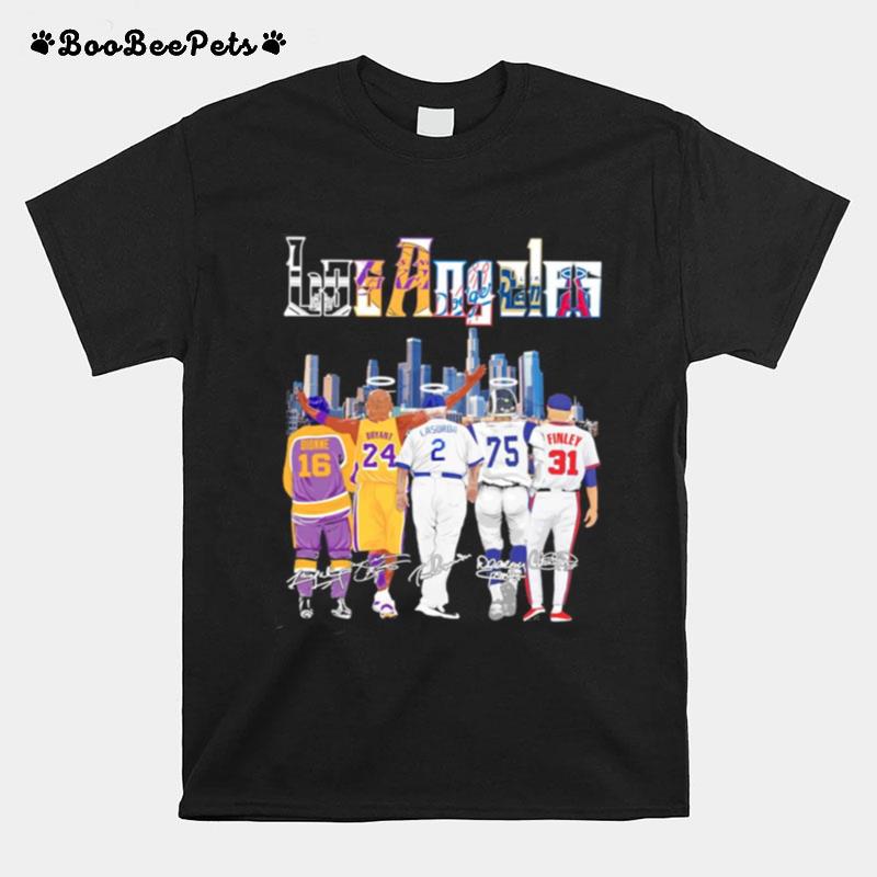 The Los Angeles Sport Teams With Dionne Bryant Lasorda Jones And Finley Signatures T-Shirt