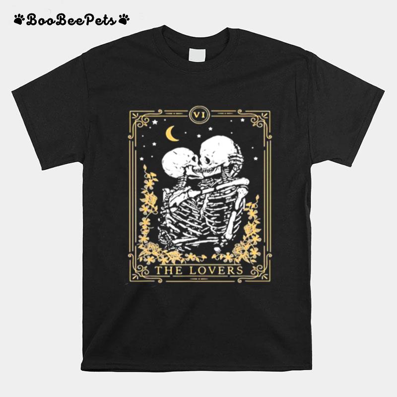 The Loves Couple Skull Kiss Stars Moon T-Shirt