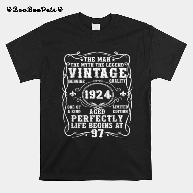 The Man Myth Legend Vintage 1924 Aged Perfectly Life Begins At 97 Birthday T-Shirt