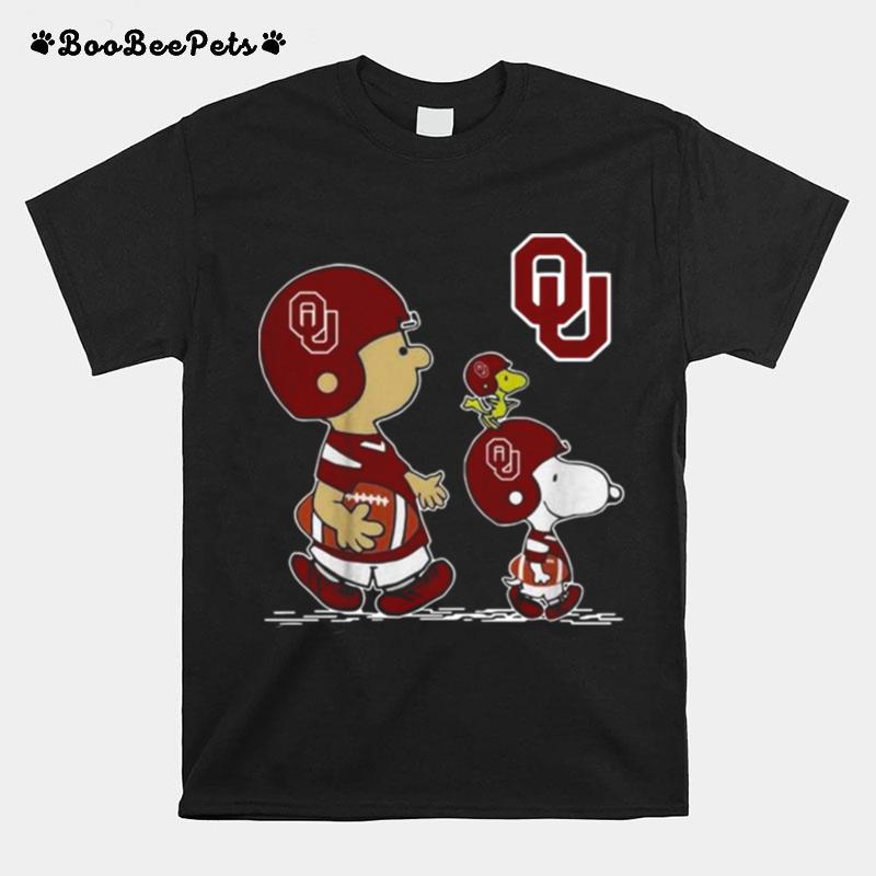 The Peanuts Charlie Brown Snoopy Woodstock Oklahoma Sooners Football T-Shirt