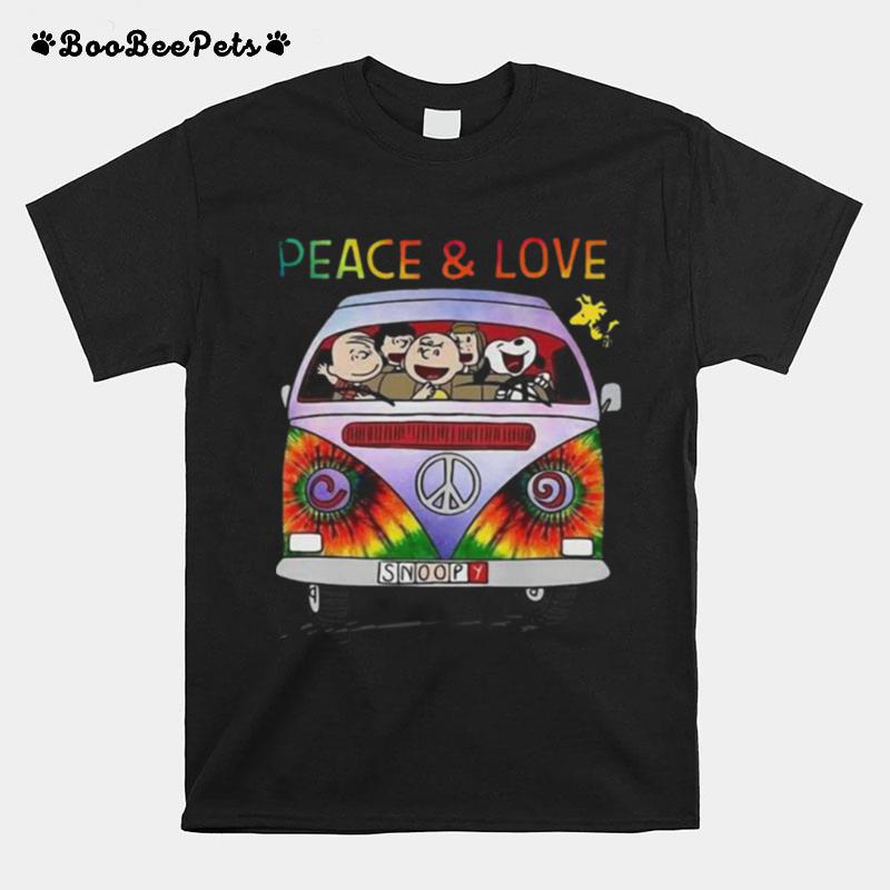The Peanuts Hippie Driver Peace And Love T-Shirt