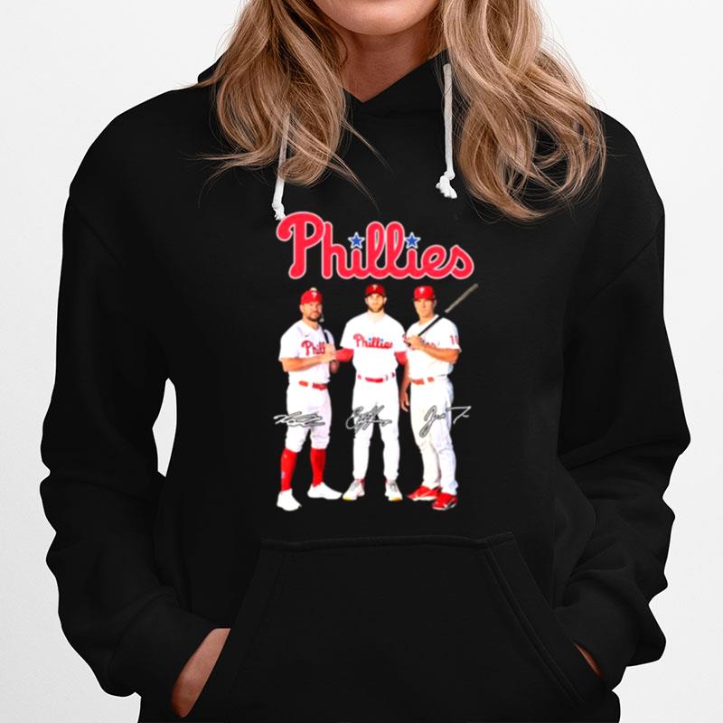 The Phillies J. T. Realmuto Bryce Harper And Kyle Schwarber Signatures Hoodie