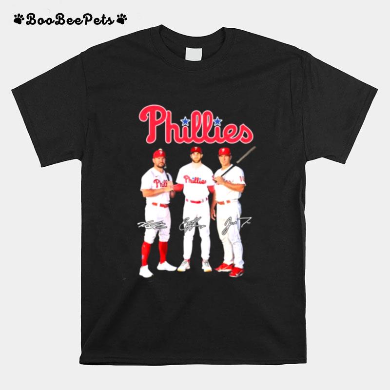 The Phillies J. T. Realmuto Bryce Harper And Kyle Schwarber Signatures T-Shirt