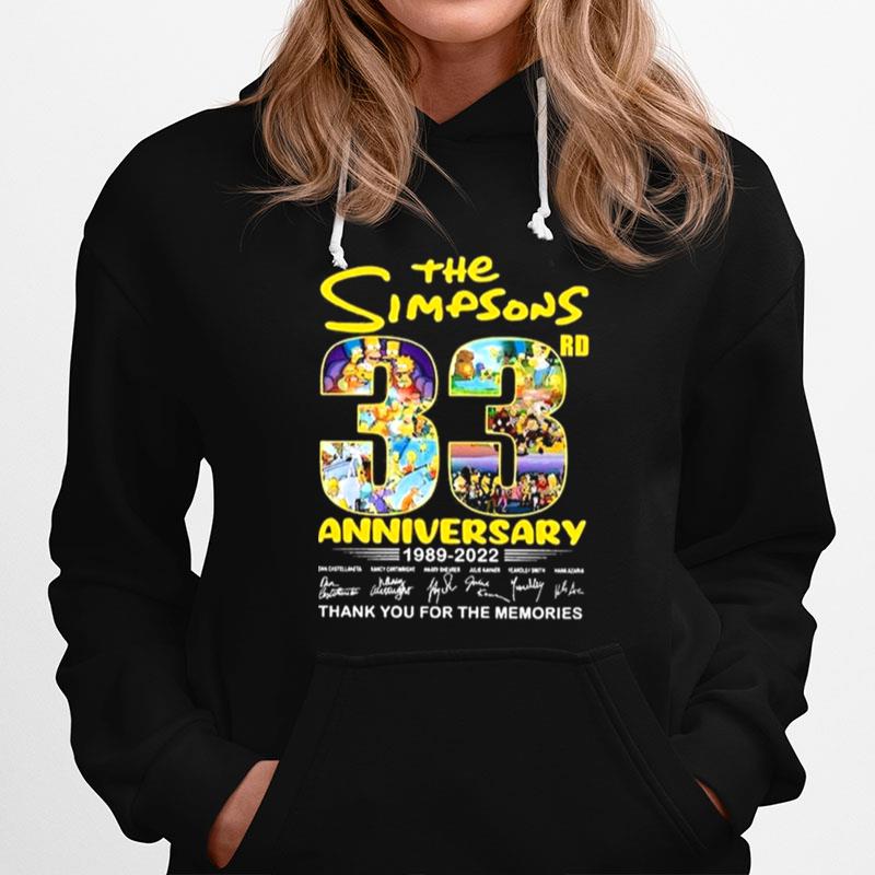 The Simpson 33Rd Anniversary 1989 2022 Signatures Thank You For The Memories Hoodie