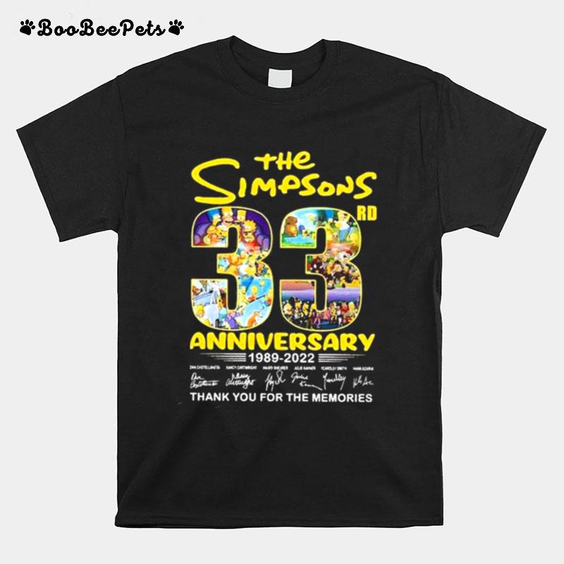 The Simpson 33Rd Anniversary 1989 2022 Signatures Thank You For The Memories T-Shirt