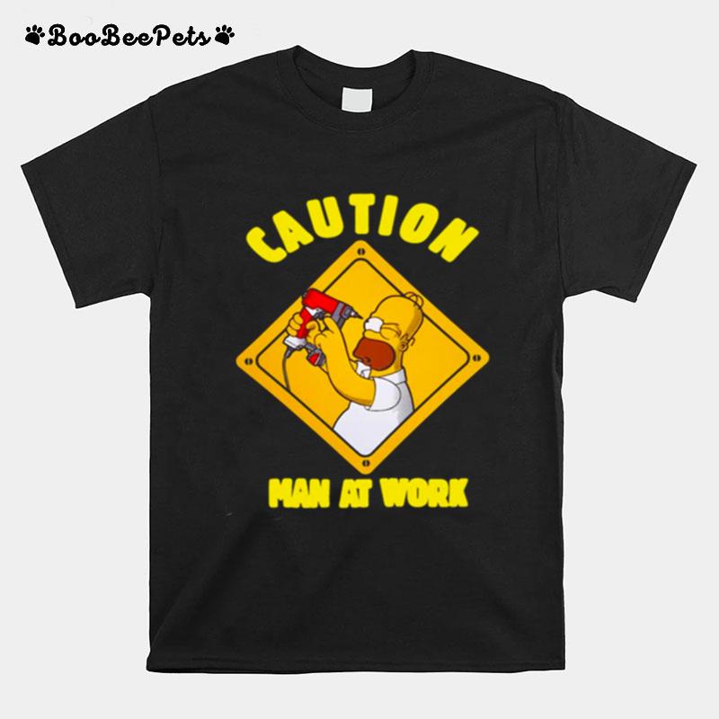 The Simpsons Caution Man At Work T-Shirt