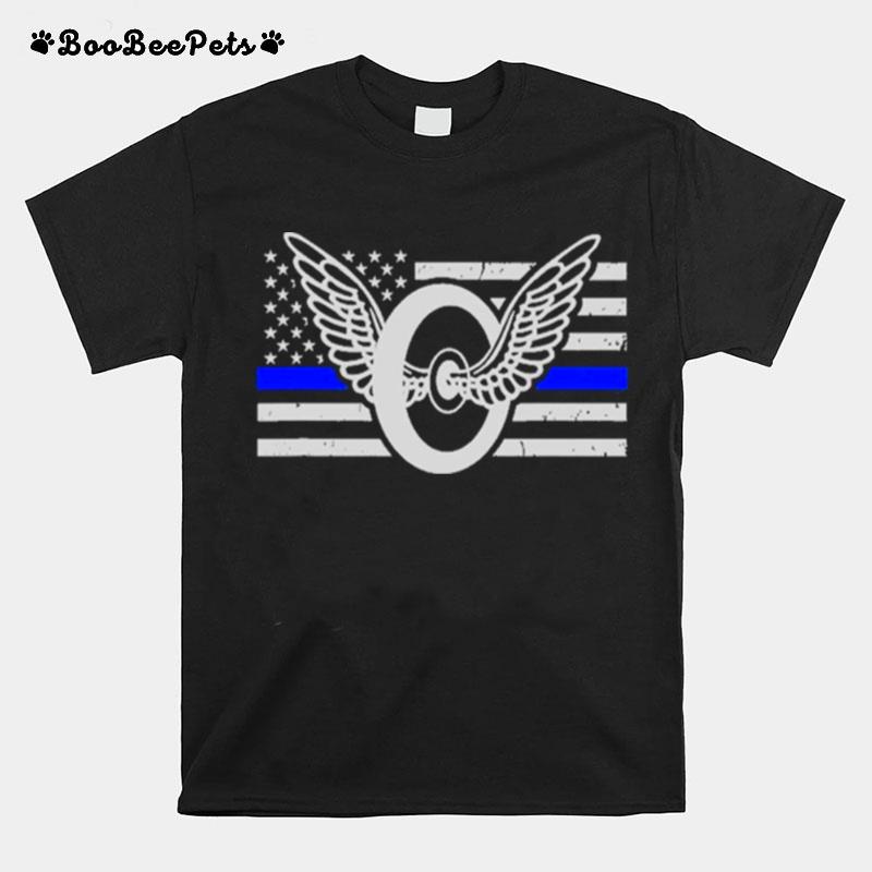 Thin Blue Line Flag Motorcycle Cop T-Shirt