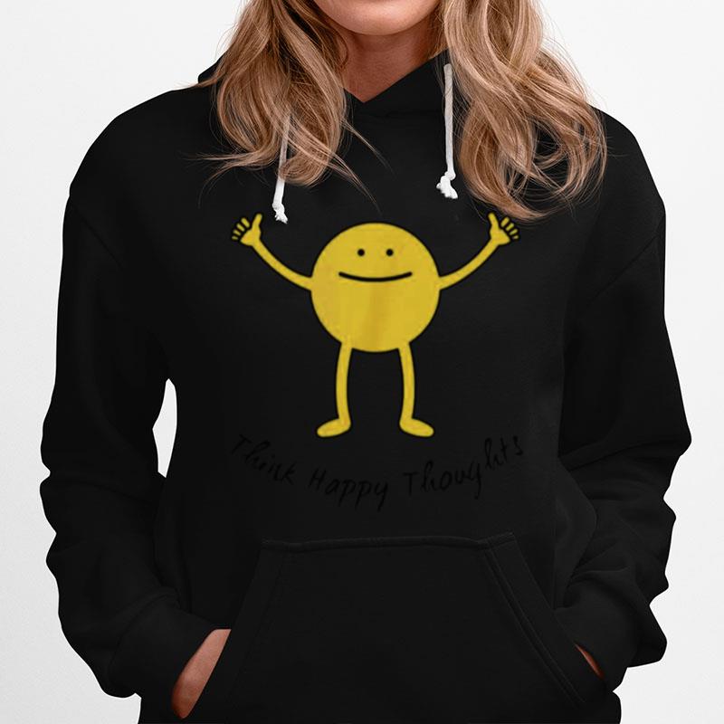 Think Happy Thoughts Cute Yellow Smile Face Motivation Hoodie