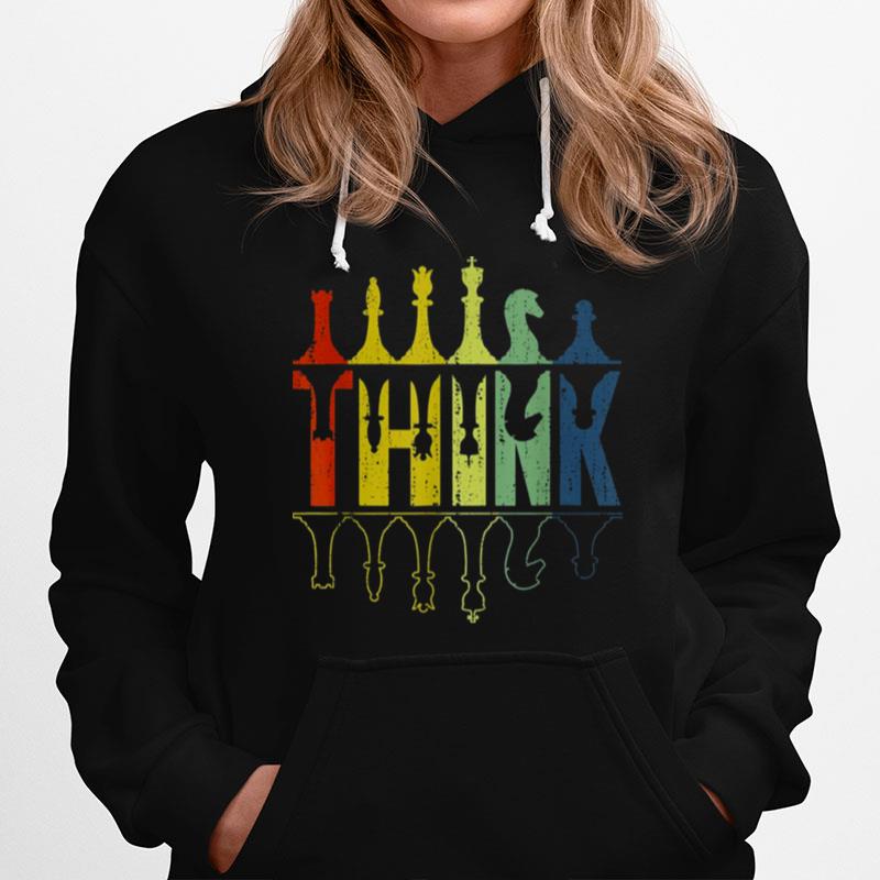 Think Retro Vintage Chess Pieces Player Hoodie