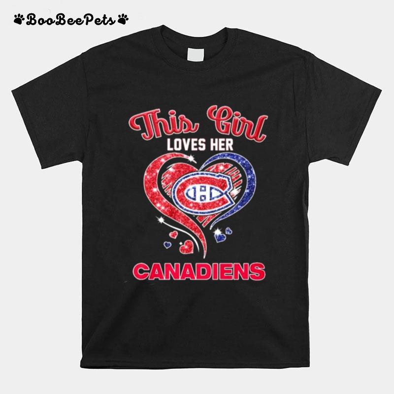 This Girl Loves Her Canadiens Diamond Heart T-Shirt