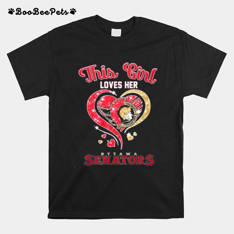 This Girl Loves Her Ottawa Senators Diamond Heart T-Shirt