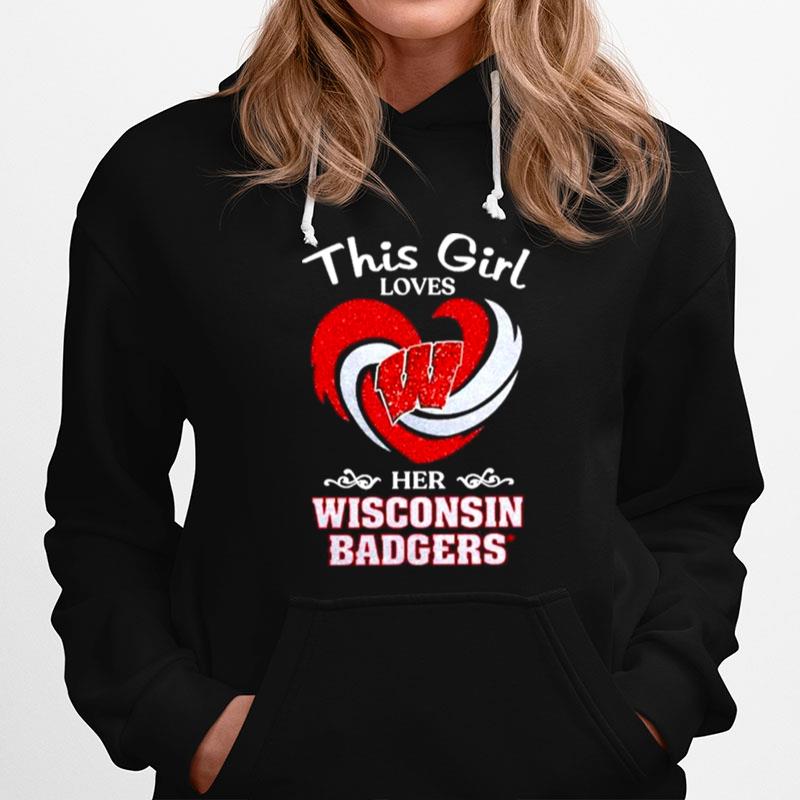 This Girl Loves Her Wisconsin Badgers Heart Diamond Hoodie