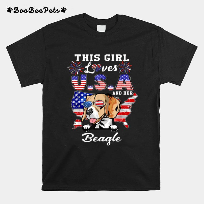 This Girl Loves Usa And Her Dog 4Th Of July Beagle Lover T B0B45Kz3Mh T-Shirt