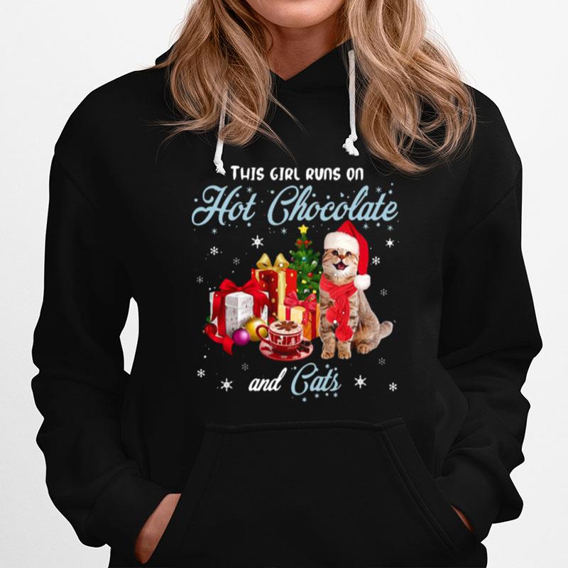 This Girl Runs On Hot Chocolate And Cats Christmas Hoodie