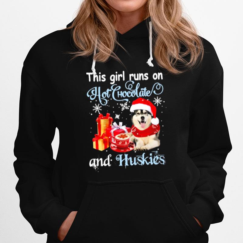 This Girl Runs On Hot Chocolate And Husky Santa Christmas Hoodie