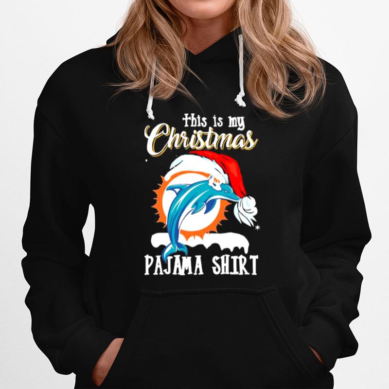This Is My Christmas Pajama Dolphins Miami Hat Santa Hoodie