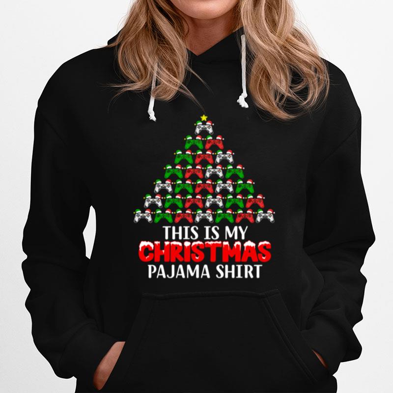 This Is My Christmas Pajama Santa Hat Joystick Tree Gamer Hoodie