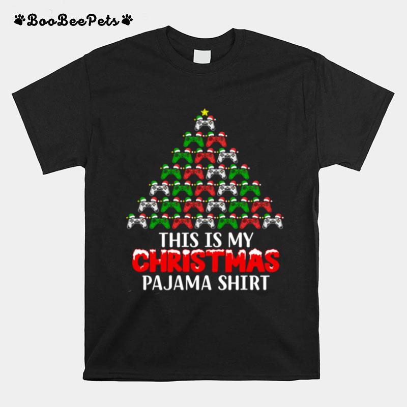 This Is My Christmas Pajama Santa Hat Joystick Tree Gamer T-Shirt