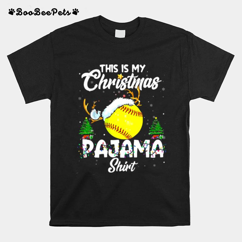 This Is My Christmas Pajama Softball Christmas Pajamas T-Shirt