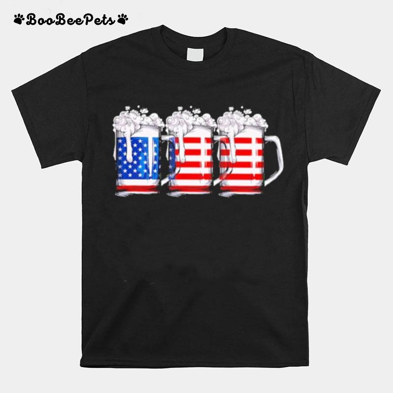 Three Beer American Flag T-Shirt