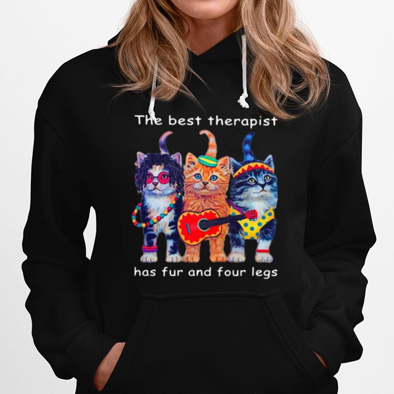 Three Cats Guitar The Best Therapist Has Fur And Four Legs Hoodie