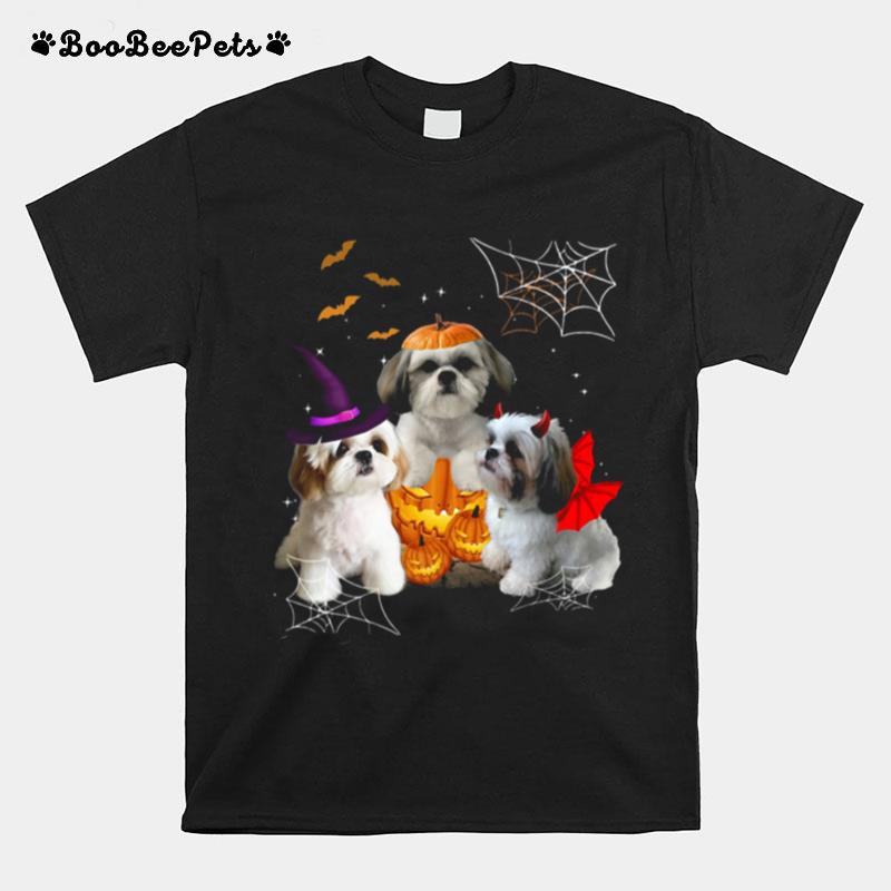 Three Shih %E2%80%93 Tzus Dogs Halloween T-Shirt