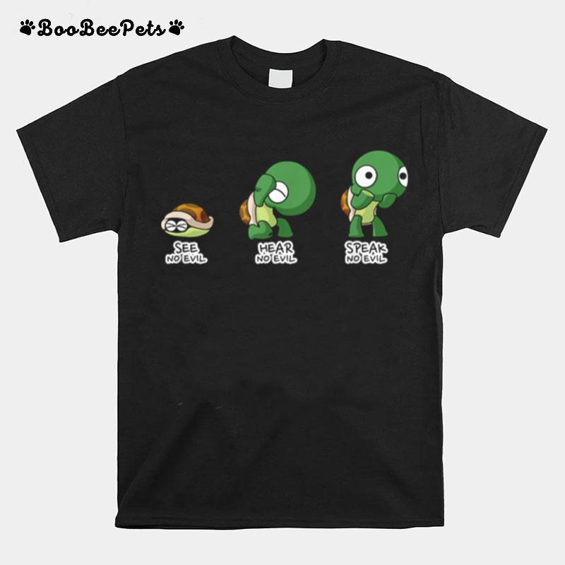 Three Wise Turtles See Hear Speak No Evil T-Shirt
