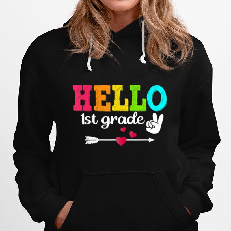 Tie Dye Hello Second 1St Grade Teacher First Day Of School Hoodie