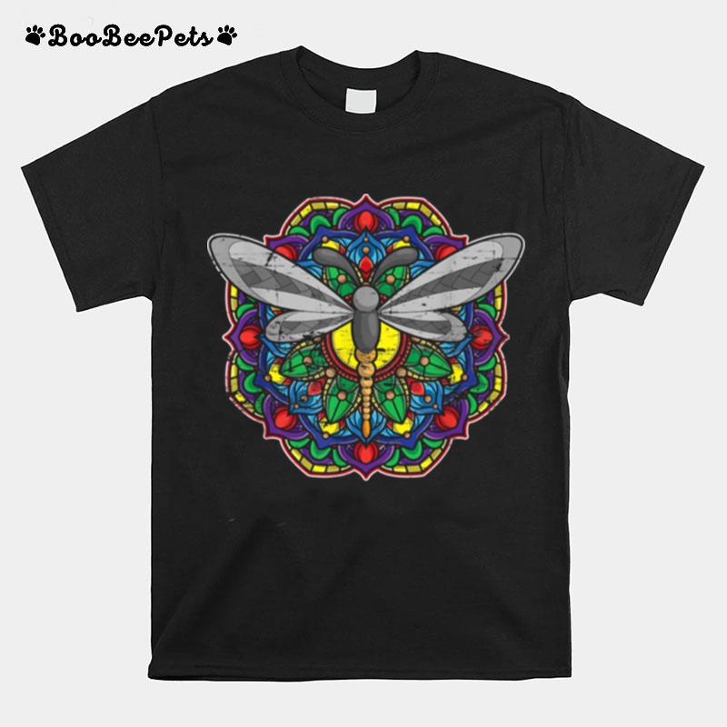 Tierliebhaber Hippie Entomologe Geschenk Mandala Libelle T-Shirt