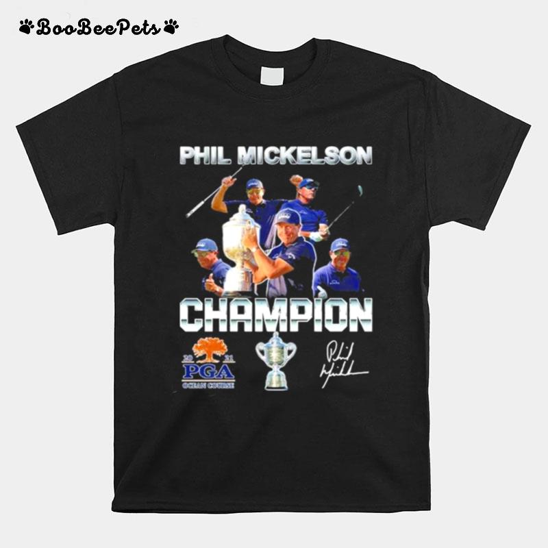 Tiger Woods Phil Mickelson Pga Champion Signature T-Shirt