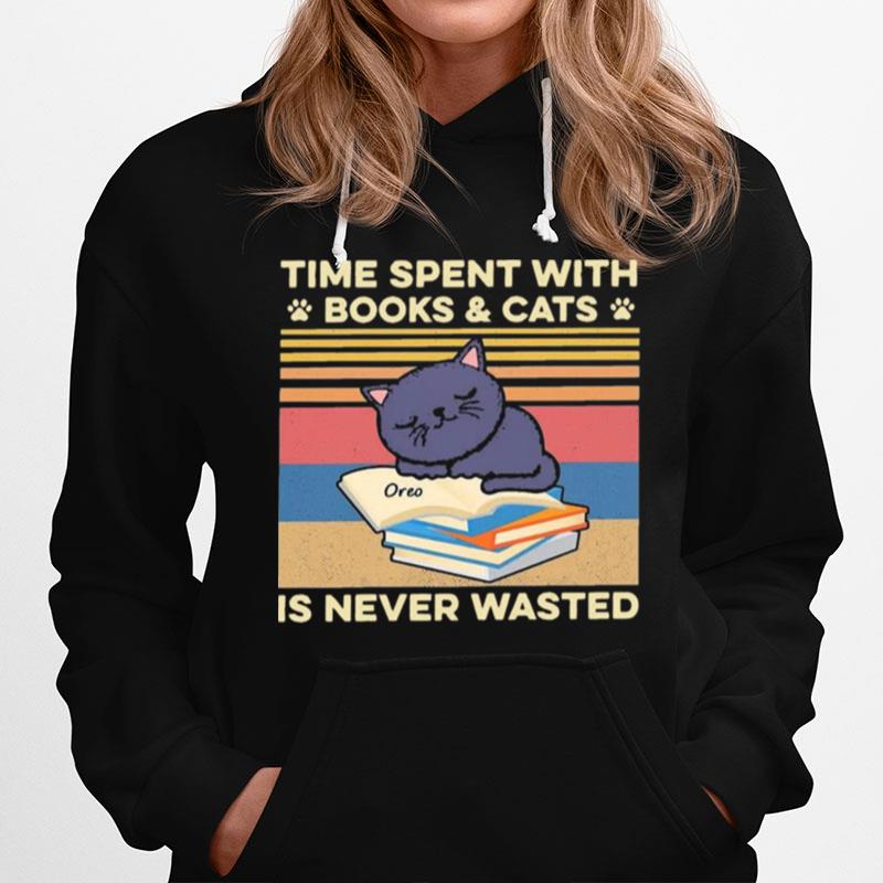 Time Spent With Books And Cats Is Never Wasted Vintage Hoodie