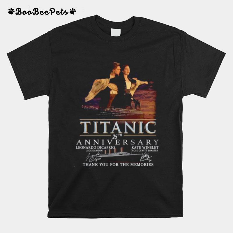 Titanic 25Th Anniversary Leonardo Dicaprio Kate Winslet Thank You For The Memories Signatures T-Shirt