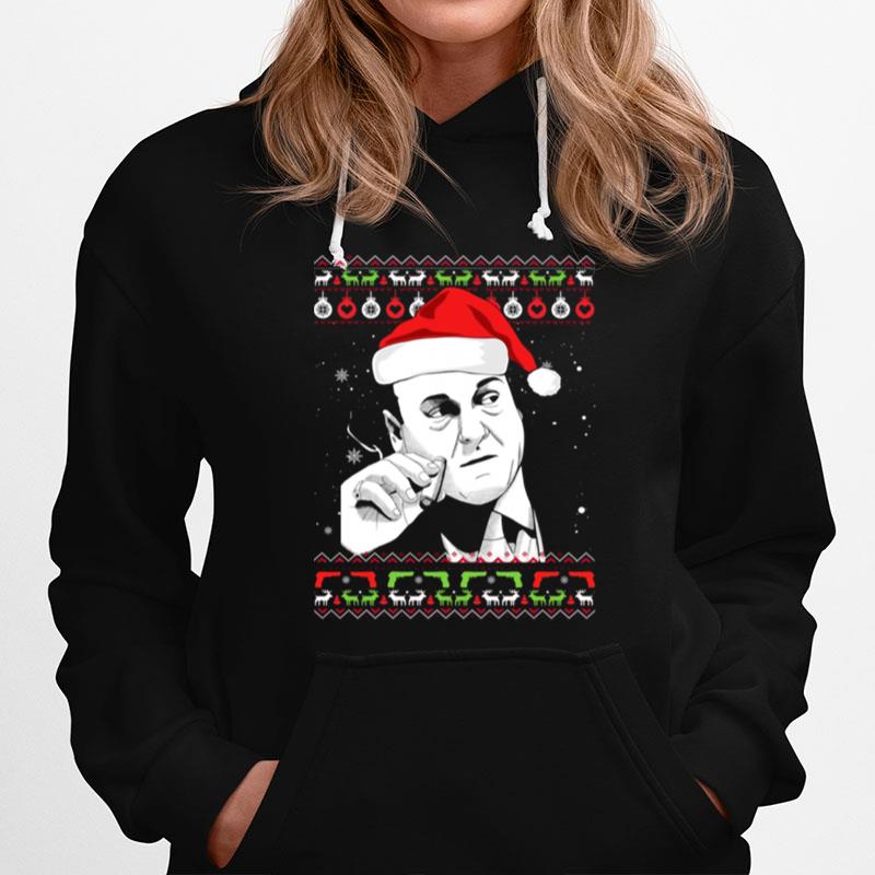 Tony Soprano Smoking Christmas Ugly Hoodie