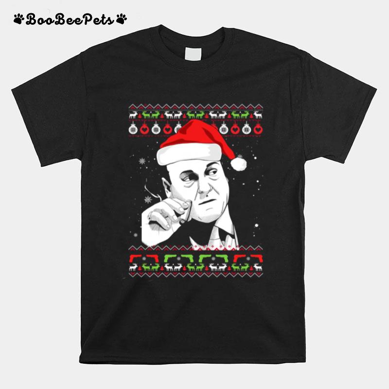 Tony Soprano Smoking Christmas Ugly T-Shirt