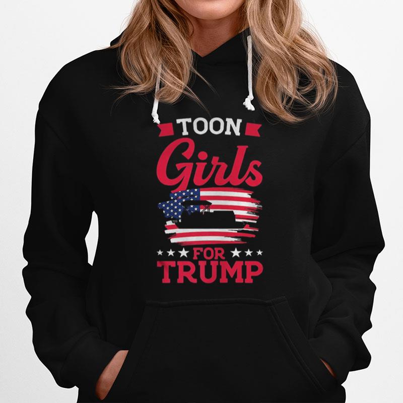 Toon Girls For Trump Pontoon Boat American Flag Hoodie