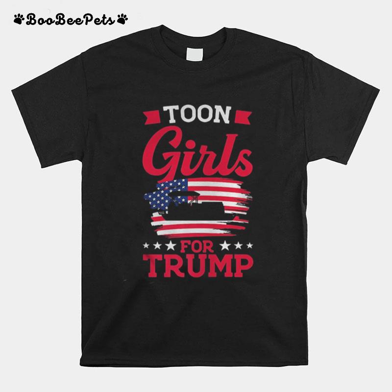 Toon Girls For Trump Pontoon Boat American Flag T-Shirt