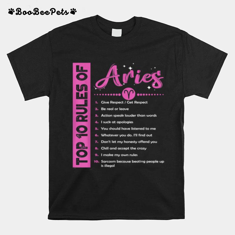 Top 10 Rules Of Aries Birthday T-Shirt