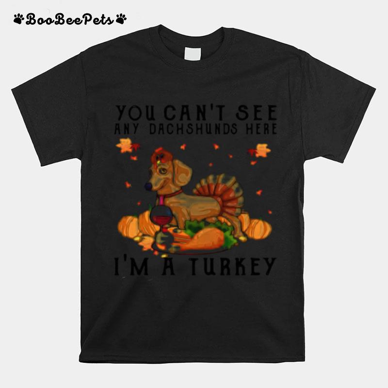 Top You Cant See Any Dachshunds Here Im A Turkey Pumpkin T-Shirt