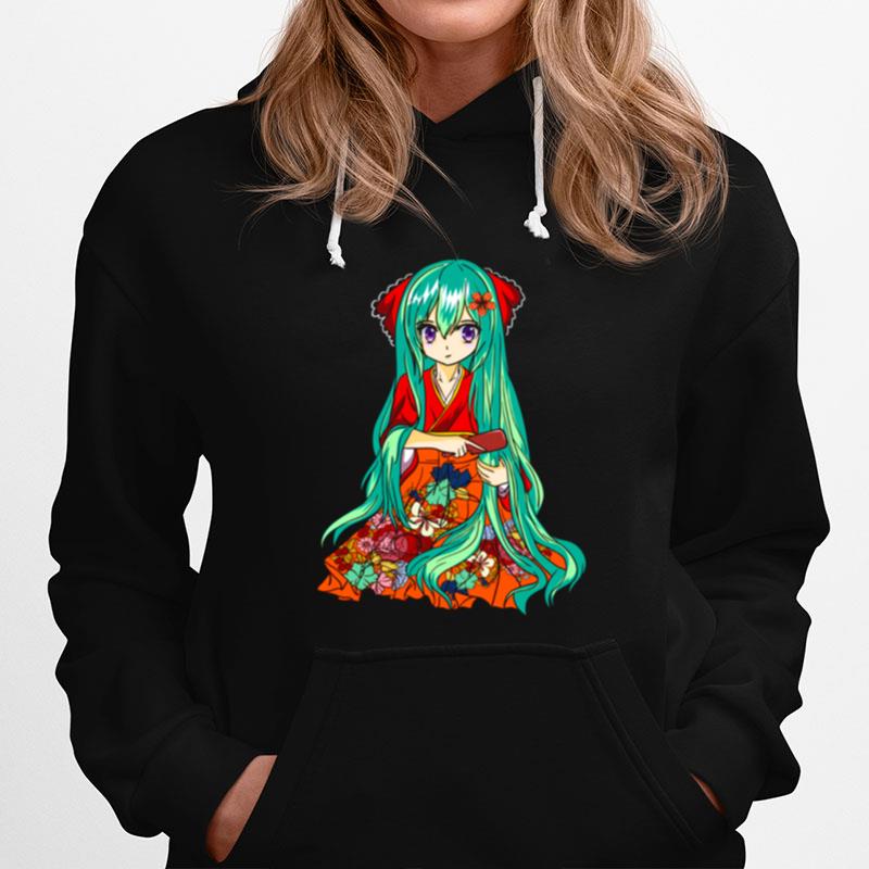 Traditional Japanese Anime Girl Cherry Blossoms Hoodie