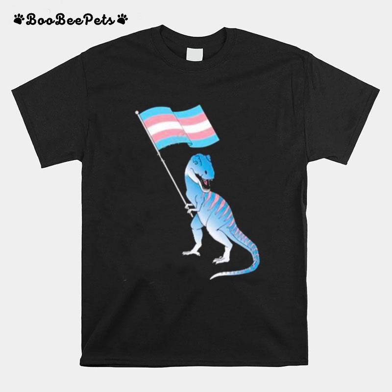 Trans Dinosaur Pride Flag Lgbt Gay Lesbian 2023 T-Shirt