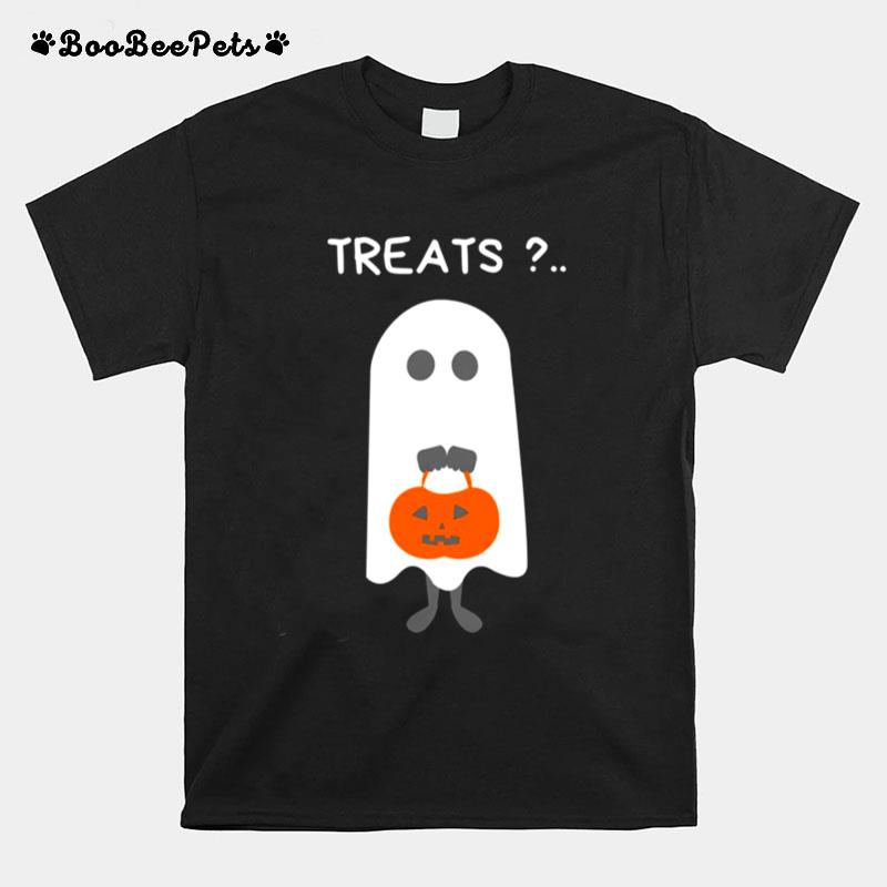 Treats Please Cute Ghost Funny Halloween T-Shirt